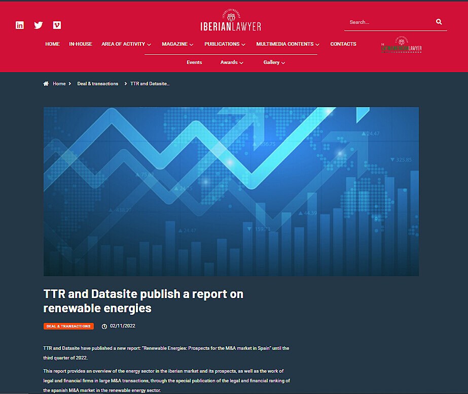 TTR and Datasite publish a report on renewable energies